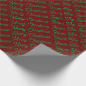 Eenvoudig rood groen vrolijk kerstfeest van famili cadeaupapier (Hoek)