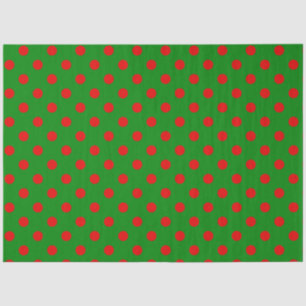 Eenvoudig Rood Groen Xmas Polka Dot Patroon Tissuepapier