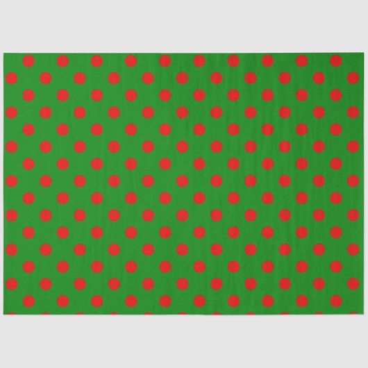 Eenvoudig Rood Groen Xmas Polka Dot Patroon Tissuepapier (Voorkant)
