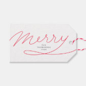 Eenvoudig rood handschrift met briefdruk voor vrol cadeaulabel (Voorkant (Horizontaal))