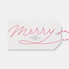 Eenvoudig rood handschrift met briefdruk voor vrol cadeaulabel
