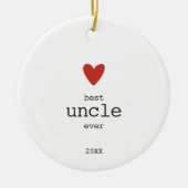 Eenvoudig rood hart Aangepast Beste Oom Ever Gift Keramisch Ornament (Voorkant)
