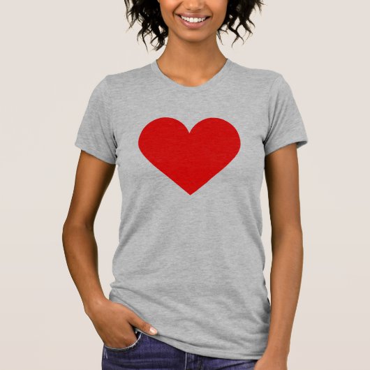 Eenvoudig Rood Hart Modern Love Grijs T-shirt (Voorkant)