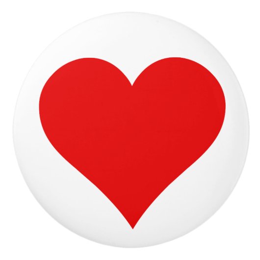 Eenvoudig Rood Hart op Witte Achtergrond Ceramisch Keramische Knop (Voorkant)