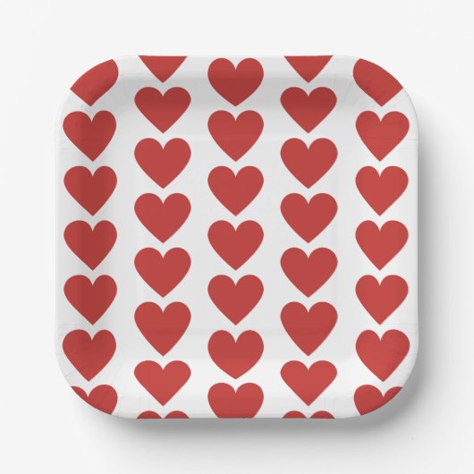 Eenvoudig rood hart patroon papier Bord (Voorkant)