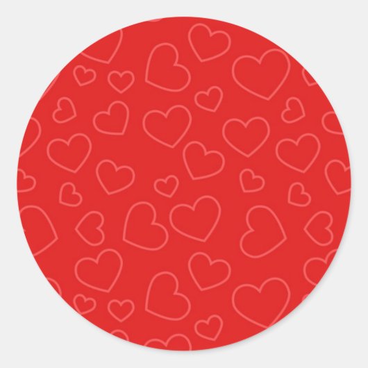 Eenvoudig rood hart patroon ronde sticker (Voorkant)