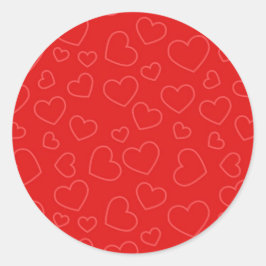 Eenvoudig rood hart patroon ronde sticker