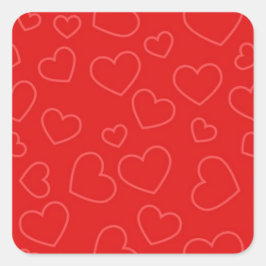 Eenvoudig rood hart patroon vierkante sticker
