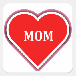 eenvoudig rood hart voor moeder vierkante sticker