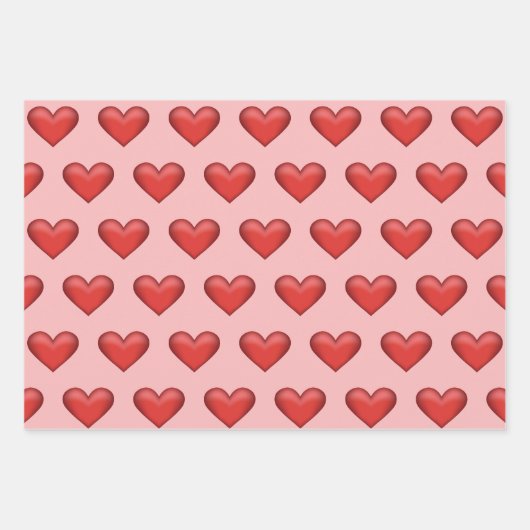 Eenvoudig rood hartpatroon op zwarte roze achtergr inpakpapier vel (Voorkant 3)