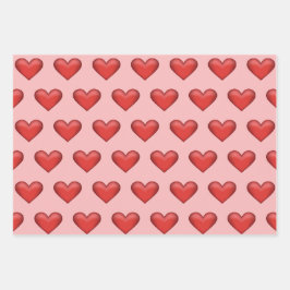 Eenvoudig rood hartpatroon op zwarte roze achtergr inpakpapier vel