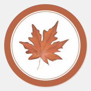 Eenvoudig rood herfst Maple Leaf Ronde Sticker