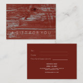 Eenvoudig rood hout | Rustisch cadeaubon Kortingskaartje (Voorkant / Achterkant)