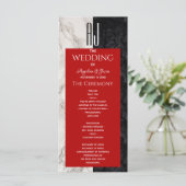Eenvoudig rood huwelijk programmakaart (Staand voorkant)