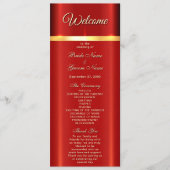 Eenvoudig rood huwelijksprogramma programmakaart (Voorkant)