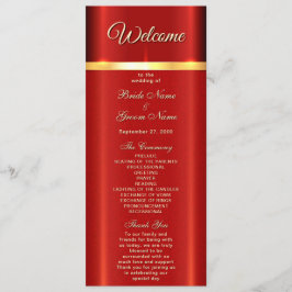 Eenvoudig rood huwelijksprogramma programmakaart