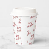 Eenvoudig rood kerstfeest, aangepast tekstpatroon  papieren bekers (Links)