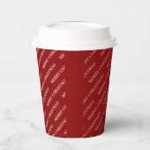 Eenvoudig rood kerstfeest, aangepast tekstpatroon papieren bekers (Links)