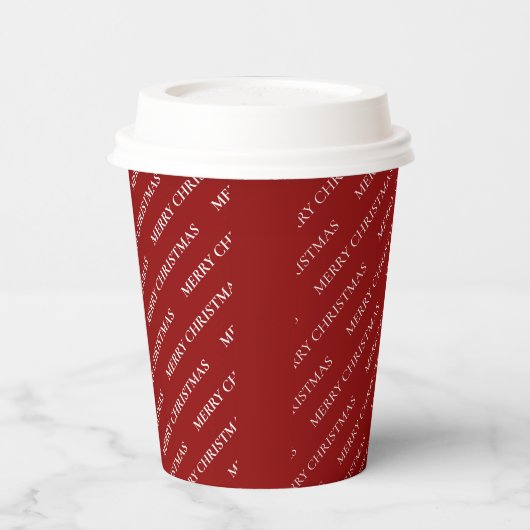 Eenvoudig rood kerstfeest, aangepast tekstpatroon papieren bekers (Links)