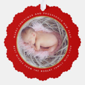 Eenvoudig rood kerstvakantie fotopapier ornament kaart (Achterkant)