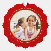 Eenvoudig rood kerstvakantie fotopapier ornament kaart (Voorkant)
