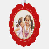 Eenvoudig rood kerstvakantie fotopapier ornament kaart (Links)