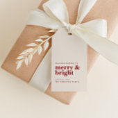 Eenvoudig rood Merry & Bright met aangepaste naam Cadeaulabel