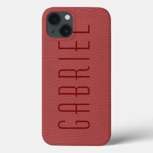 Eenvoudig rood met leder iPhone 13 hoesje