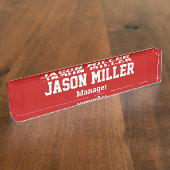 Eenvoudig rood met witte letters naambordje (Zijkant)