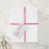 Eenvoudig Rood Modern Kalligrafie Script Kerstmis Cadeaulabel (Met Touw)