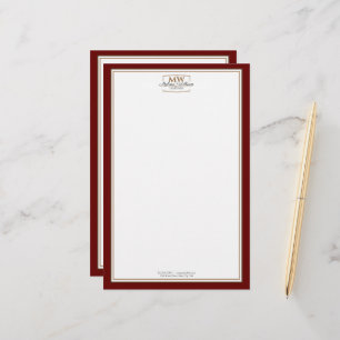Eenvoudig rood monogram bedrijf briefpapier