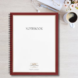 Eenvoudig rood monogram bedrijf notitieboek