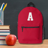 Eenvoudig rood monogram bedrukte rugzak