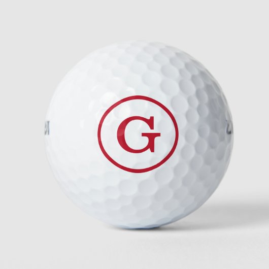 Eenvoudig rood monogram met cirkelrand golfballen (Voorkant)