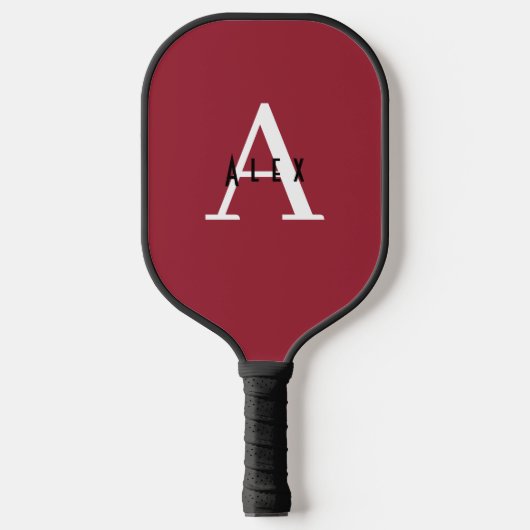 Eenvoudig Rood Monogram Naam + Initiaal Pickleball Paddle (Voorkant)
