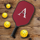 Eenvoudig Rood Monogram Naam + Initiaal Pickleball Paddle