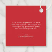 Eenvoudig rood mortelbord Modern Afstuderen Bedankjes Labels (Achterkant)