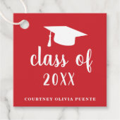 Eenvoudig rood mortelbord Modern Afstuderen Bedankjes Labels (Voorkant)