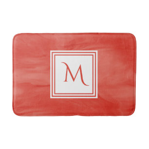 Eenvoudig rood Oranje subtiel marmer modern monogr Badmat