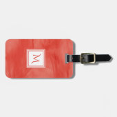 Eenvoudig rood Oranje subtiel marmer modern monogr Bagagelabel (Voorkant horizontaal)