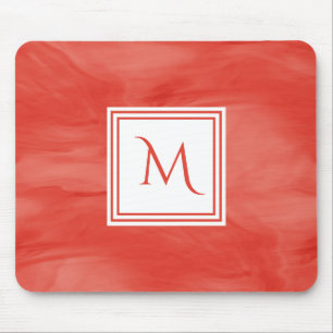 Eenvoudig rood Oranje subtiel marmer modern monogr Muismat