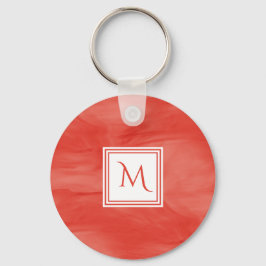 Eenvoudig rood Oranje subtiel marmer modern monogr Sleutelhanger