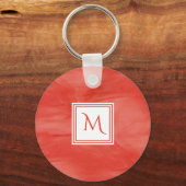 Eenvoudig rood Oranje subtiel marmer modern monogr Sleutelhanger (Voorkant)