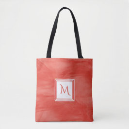 Eenvoudig rood Oranje subtiel marmer modern monogr Tote Bag