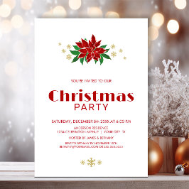 Eenvoudig rood poinsettia kerstfeest kaart