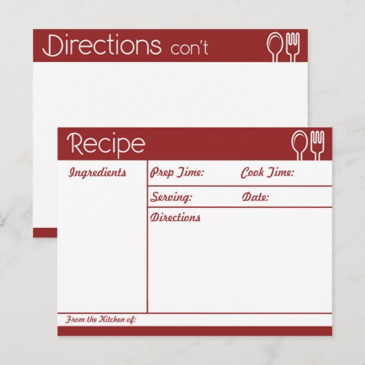 Eenvoudig rood recept zonder lijn briefkaart (Voorkant / Achterkant)