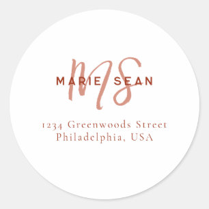 Eenvoudig Rood Scharlaken Minimalistisch Monogram Ronde Sticker
