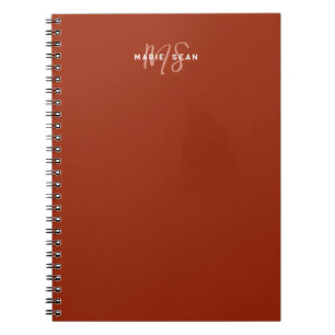 Eenvoudig Rood Scharlaken Minimalistische Monogram Notitieboek