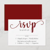 Eenvoudig rood script | Cherry Flourish Volledige  RSVP Kaartje (Voorkant / Achterkant)