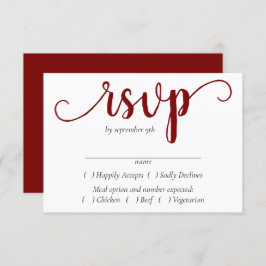 Eenvoudig rood script | Cherry Flourish Volledige  RSVP Kaartje